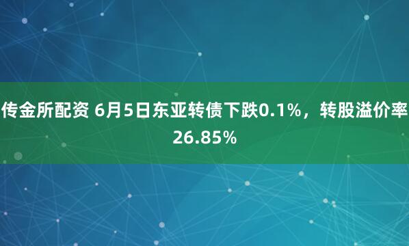 传金所配资 6月5日东亚转债下跌0.1%，转股溢价率26.85%