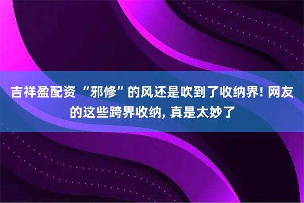 吉祥盈配资 “邪修”的风还是吹到了收纳界! 网友的这些跨界收纳, 真是太妙了